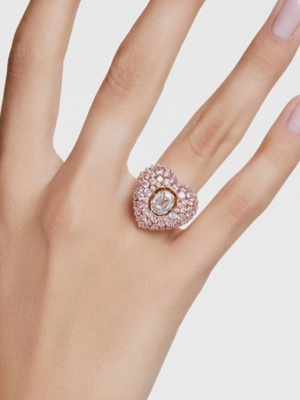 Swarovski Pink and Gold Heart Ring - Picture 4 of 11